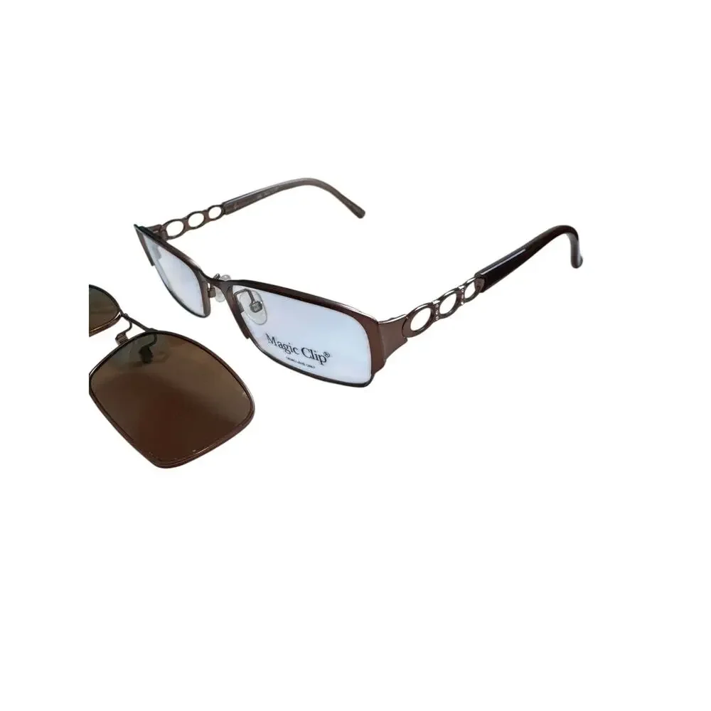 New Magic clips M384 COF square y2k brown glasses